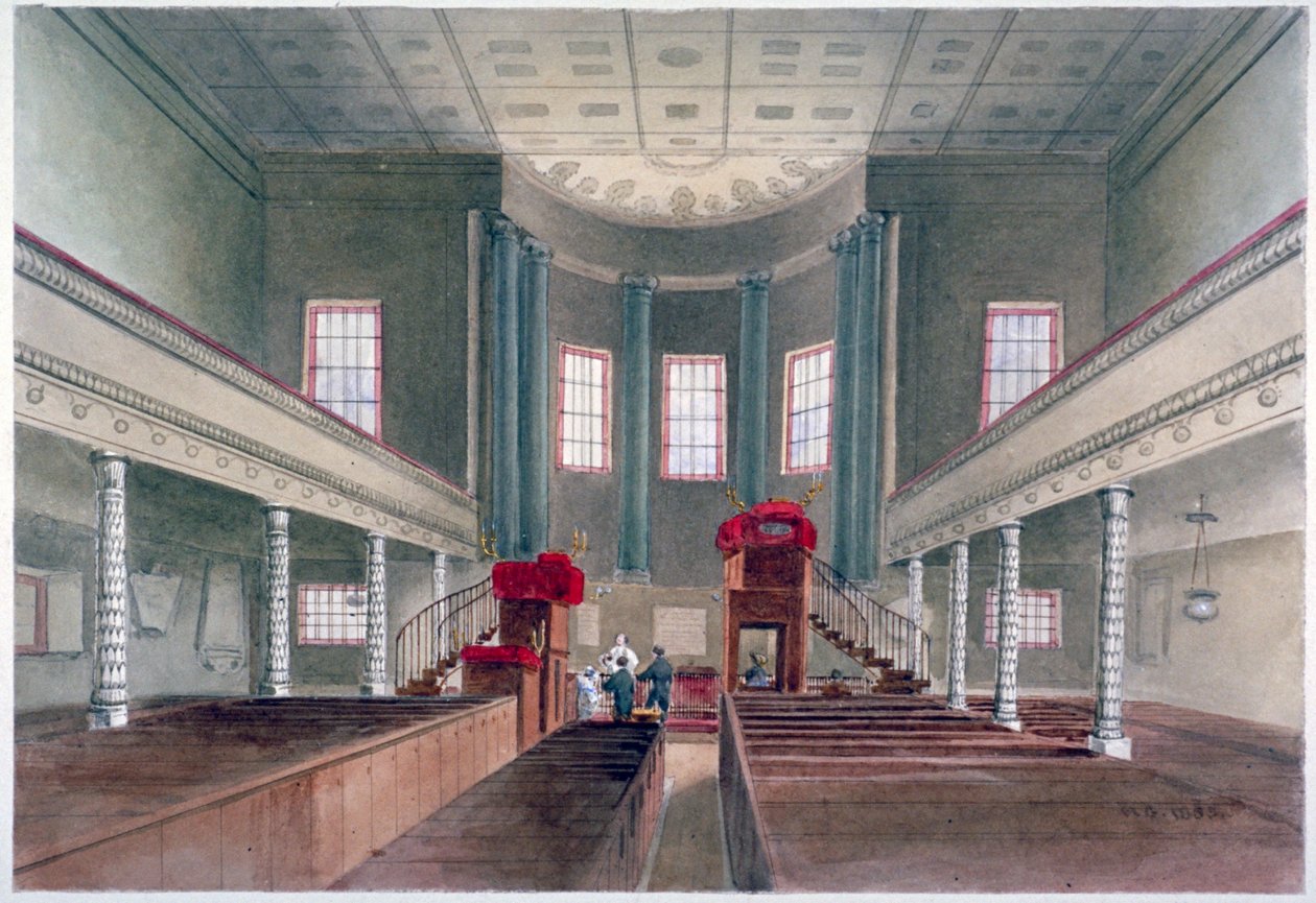 Vista interior de St Pancras New Church, Londres, 1855 de W Guest