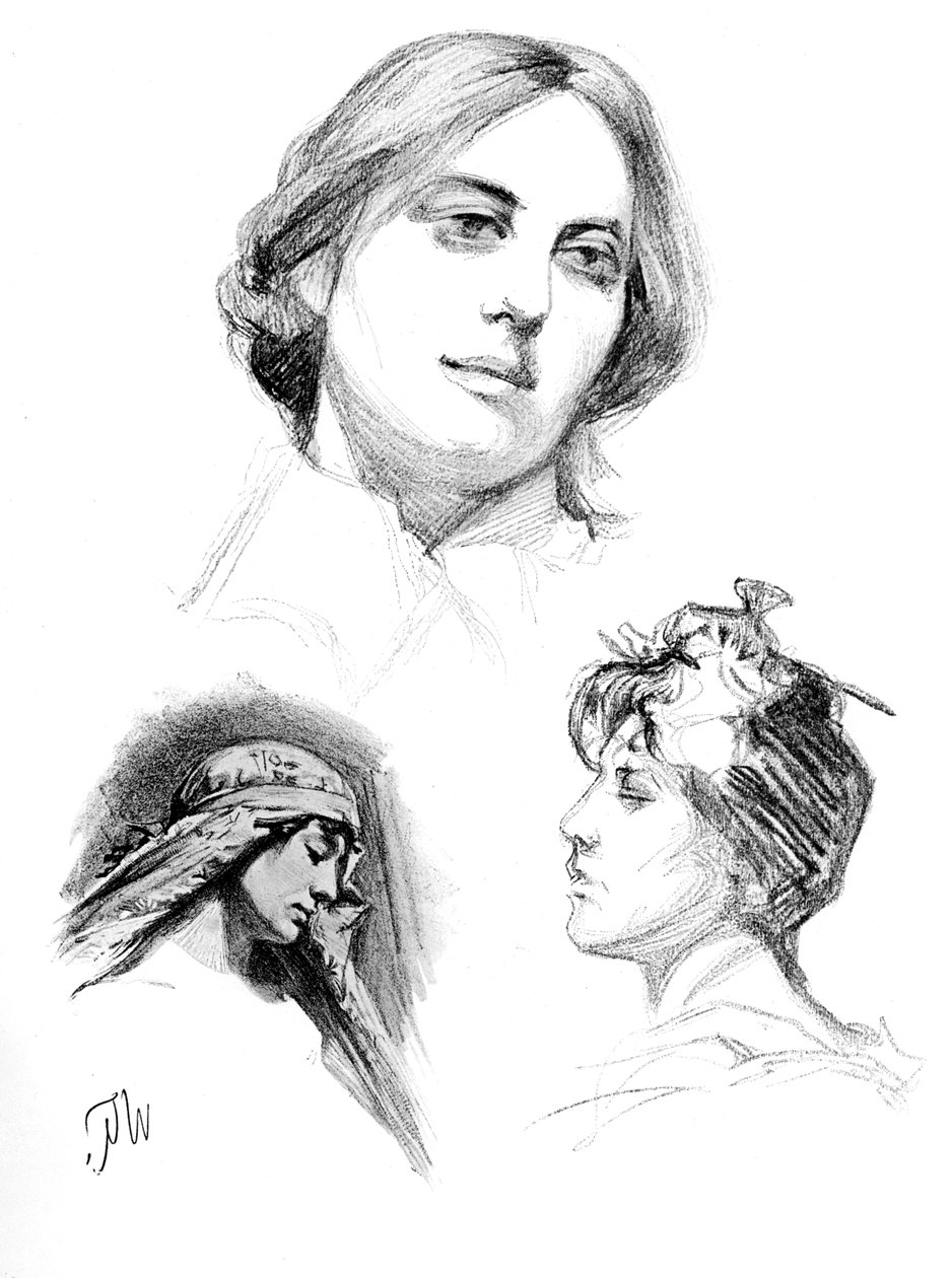 Estudos a lápis de três mulheres, 1902-1903. de W. Gulzow