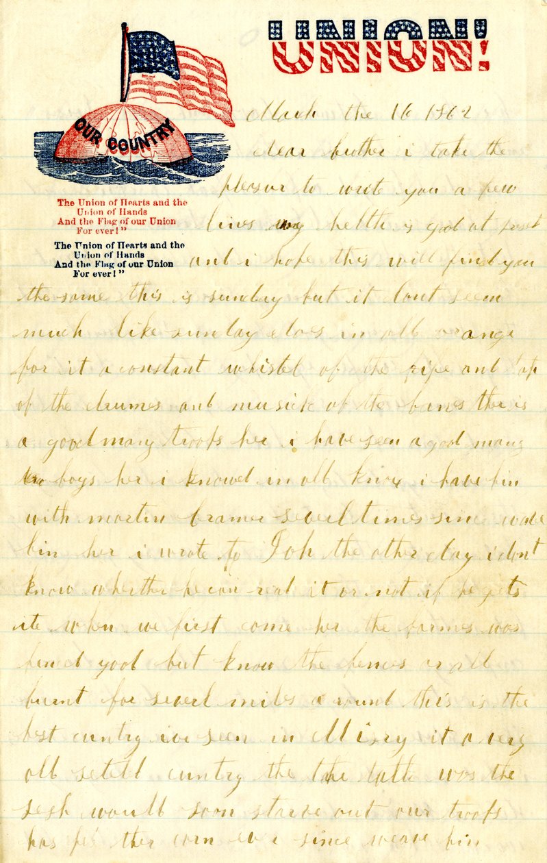 Carta de WH Dennis para o irmão, 16 de março de 1862 de W. H. Dennis