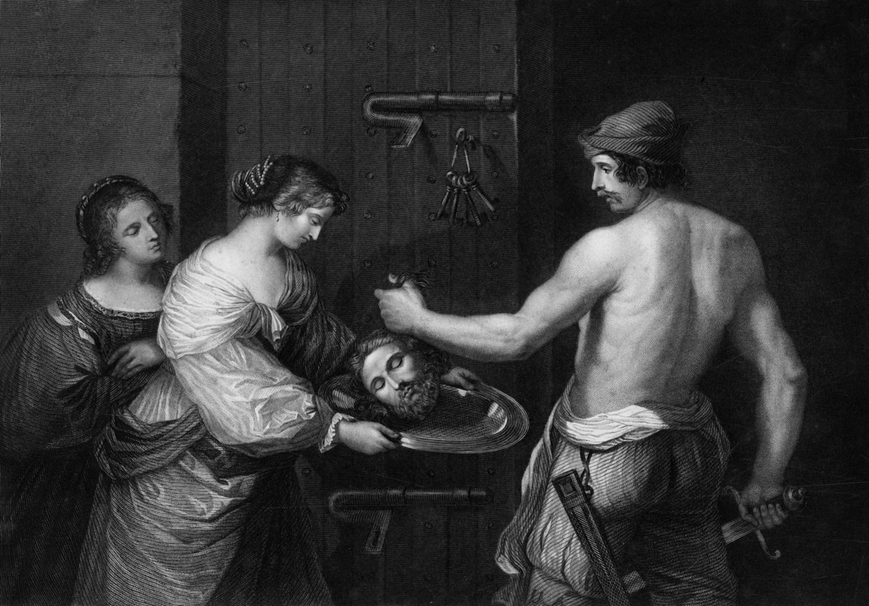 Sua cabeça foi trazida para um carregador e entregue à donzela, em meados do século XIX. de W. H. Egleton