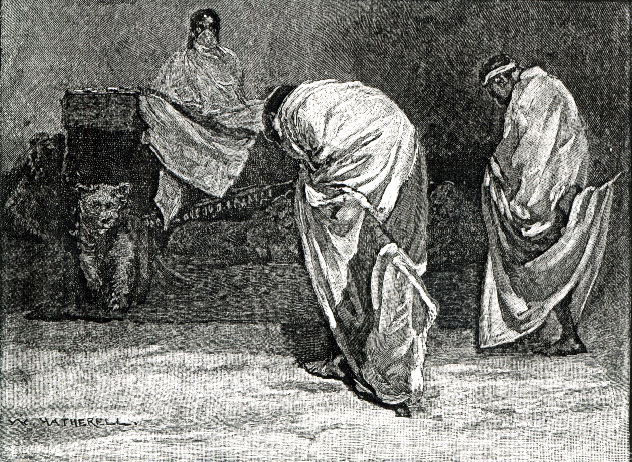 O imperador Theodore concedendo uma audiência de "História Ilustrada de Cassell da Inglaterra", 1866 de W. Hatherell