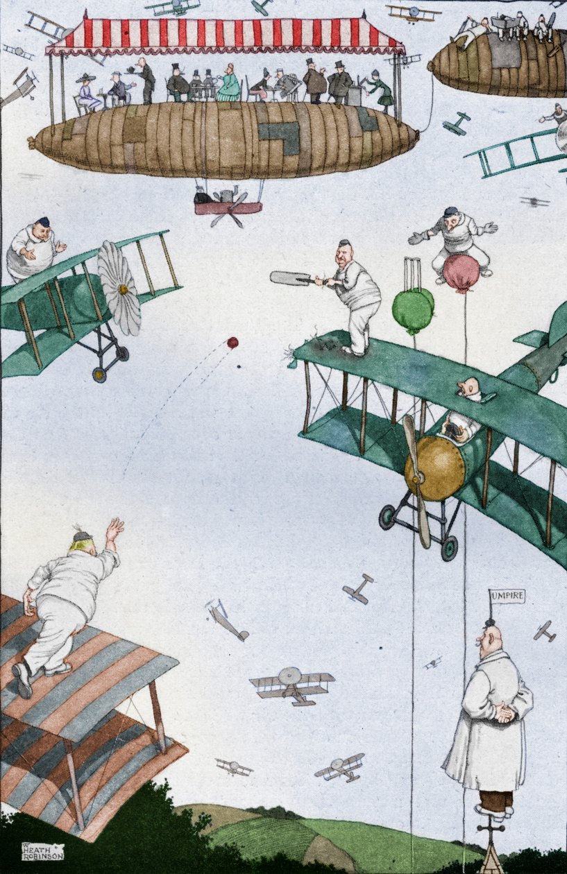 Uma partida aérea de críquete do futuro, c1918 1919 de William Heath Robinson