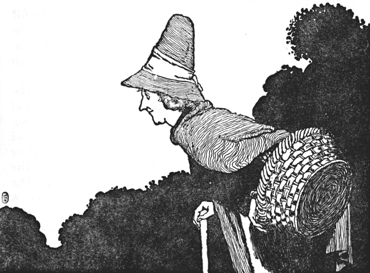 E conheci uma mulher velha com uma cesta cheia de frutas, c1930 de William Heath Robinson