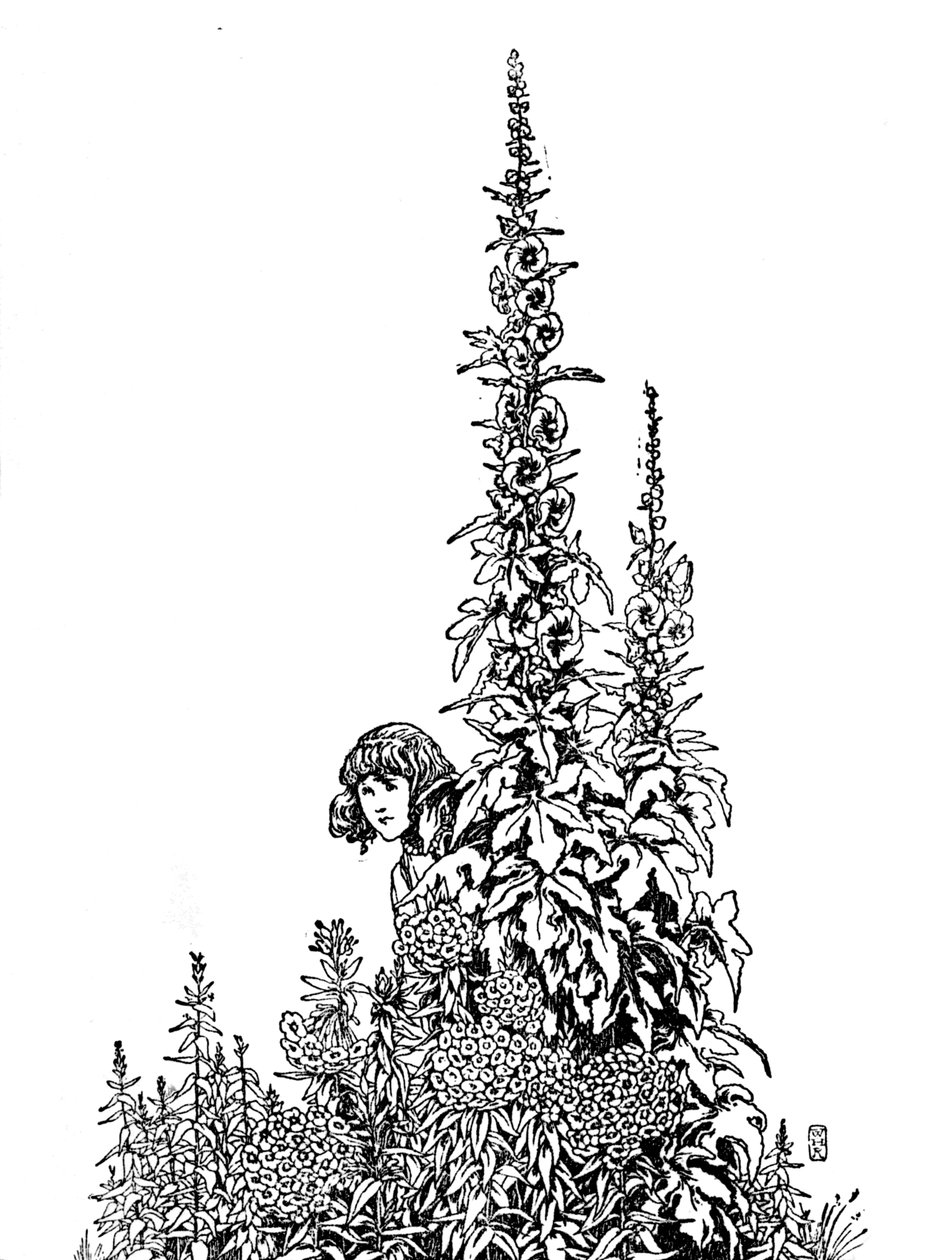 Gerda conheceu todas as flores no jardim, c1930 de William Heath Robinson