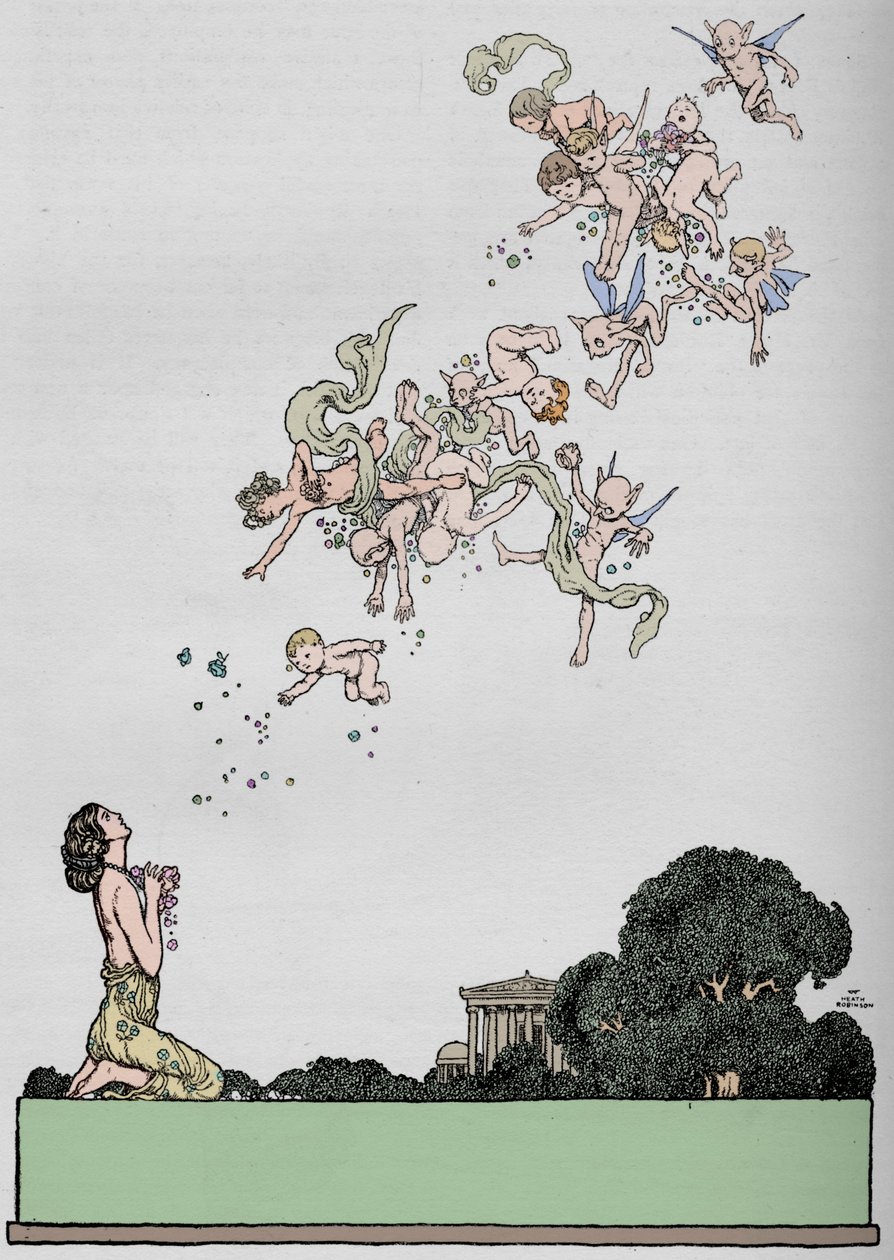 Meio título para Sonho de Uma Noite de Verão, 1914 de William Heath Robinson