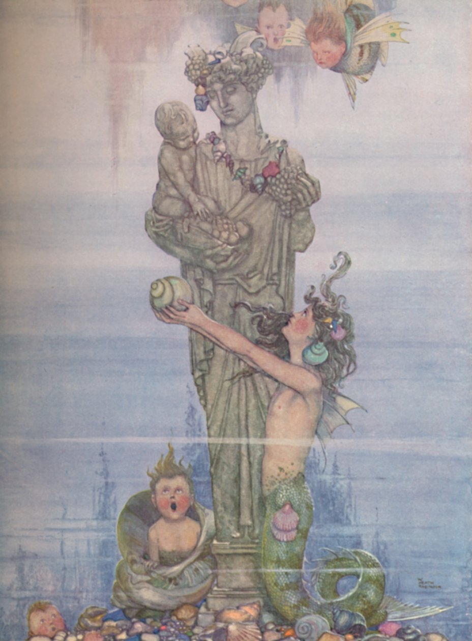 Ela colocou a estátua de volta em seu jardim, c1930 de William Heath Robinson