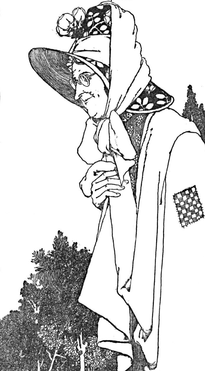 Ela usava um chapéu grande, com as mais belas flores, c1930 de William Heath Robinson