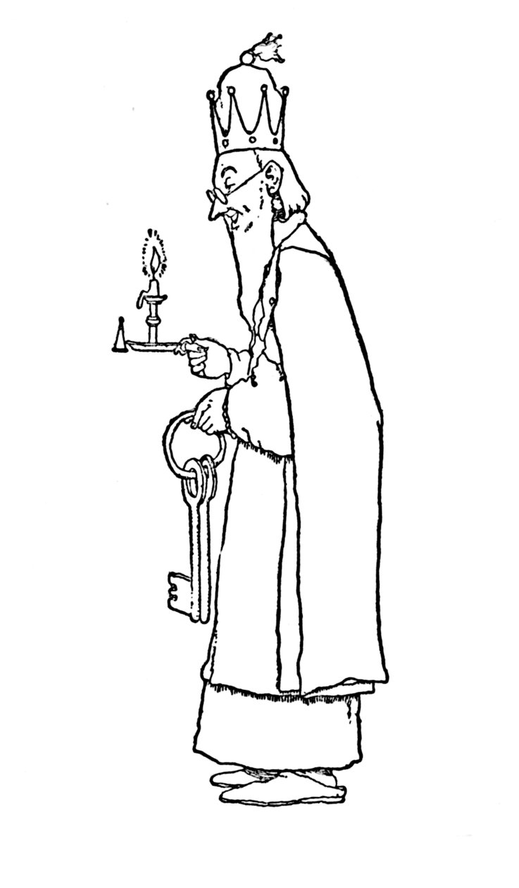 O próprio velho rei saiu para abri-lo, c1930 de William Heath Robinson