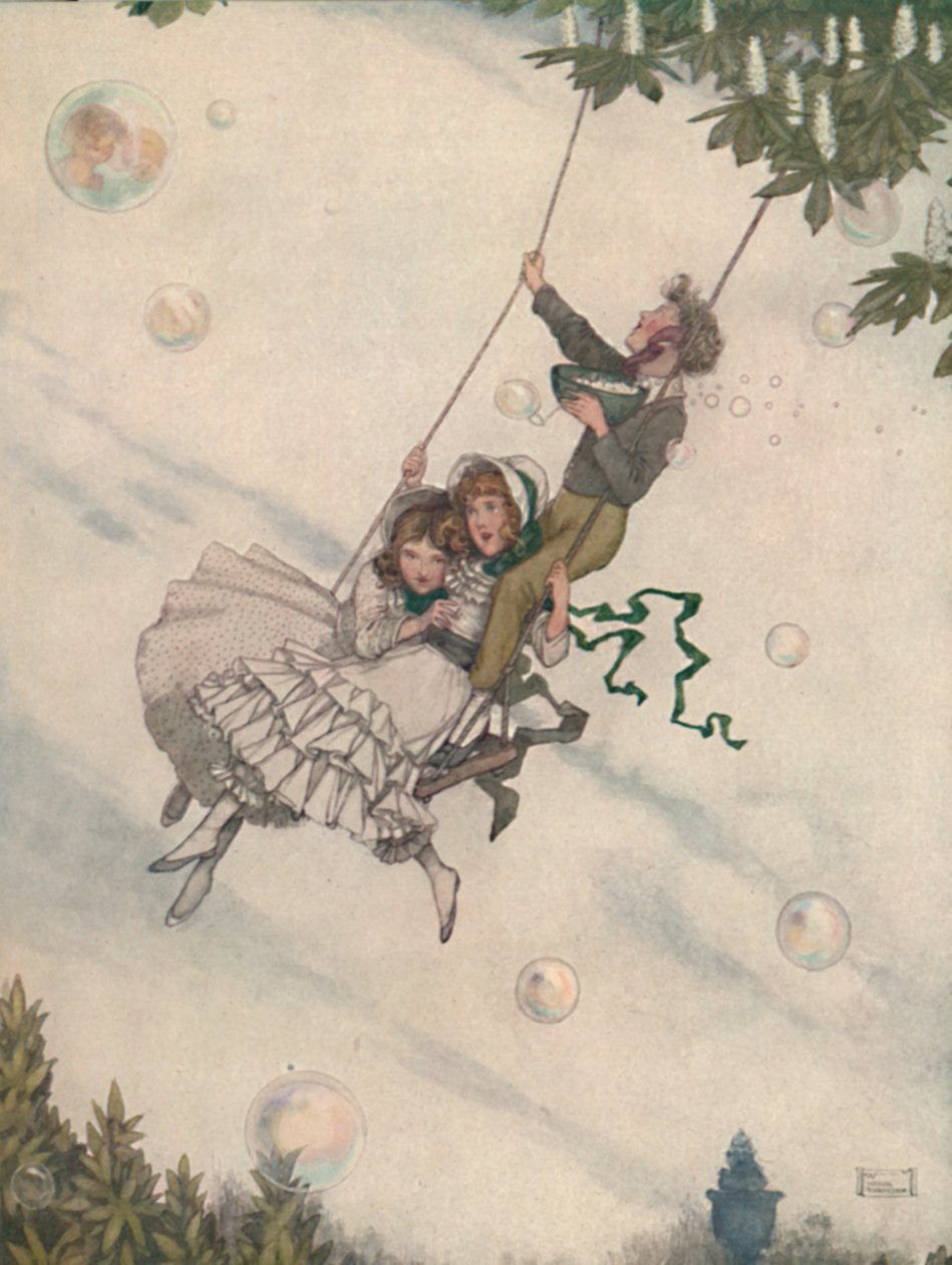 Os movimentos do balanço e as bolhas voam para cima, c1930 de William Heath Robinson