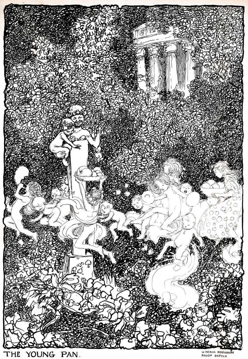 The Young Pan - Estágio Um, c1920 de William Heath Robinson