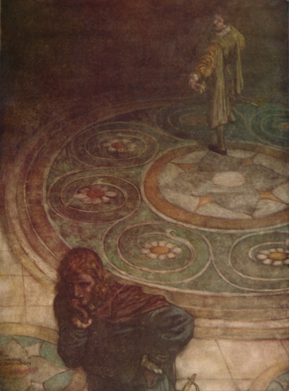 Viola: No entanto, uma briga barulhenta! Quem eu cortejo, eu mesmo seria sua esposa., 1923 de William Heath Robinson