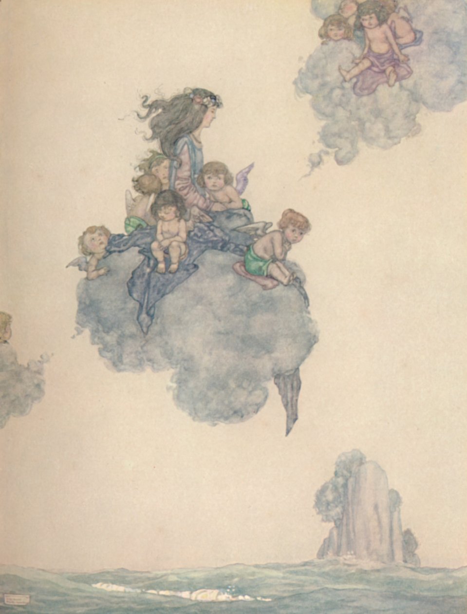 Com o resto de seus filhos do ar, subiu bem acima da nuvem rosada, c1930 de William Heath Robinson