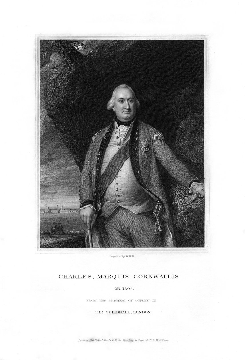 Charles Cornwallis, 1º marquês Cornwallis, comandante militar inglês, 1832. de W. Holl