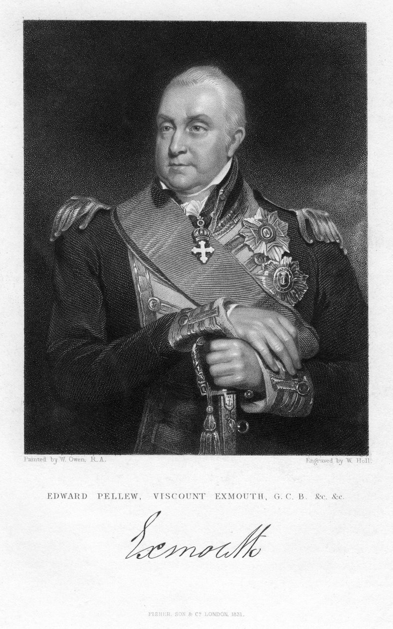 Edward Pellew, 1º visconde Exmouth, oficial da Marinha britânico, 1831. de W. Holl