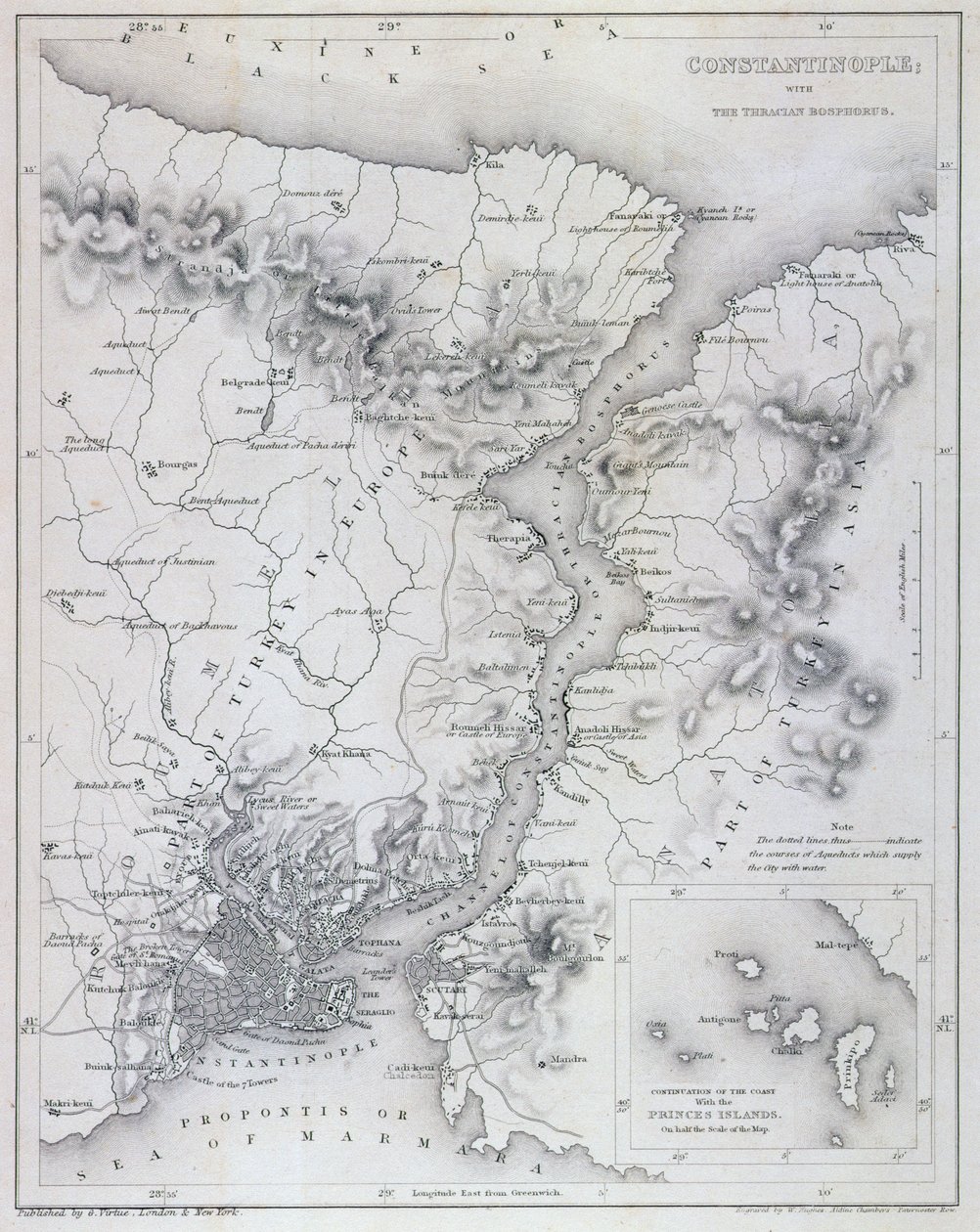 Constantinopla e o Bósforo, c.1850 de W Hughes