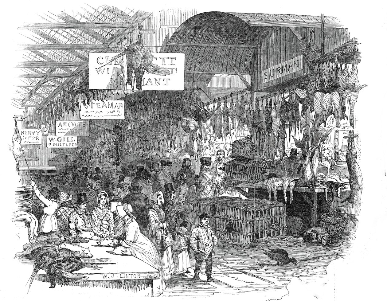 Leadenhall Market, na véspera de Natal de 1845. de W. J. Linton