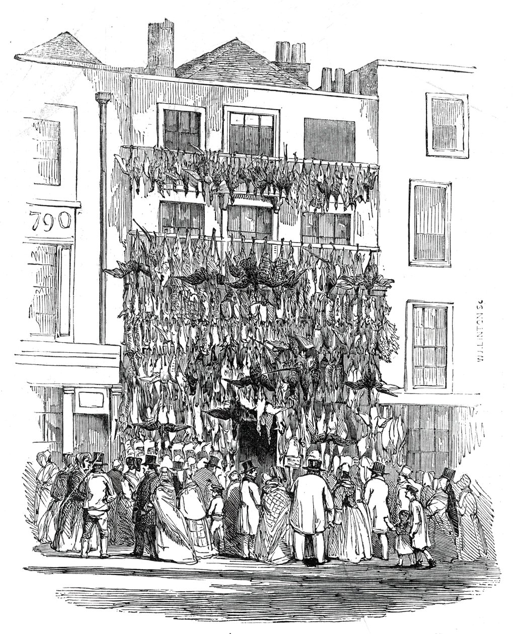 Loja do Poulterer, Holborn-Hill, 1845. de W. J. Linton