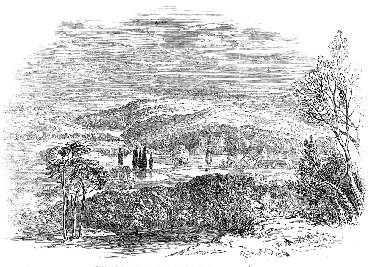 Reinhardtsbrunn, Gotha - do desenho de Sua Alteza Real o Príncipe Alberto, 1845. de W. J. Linton