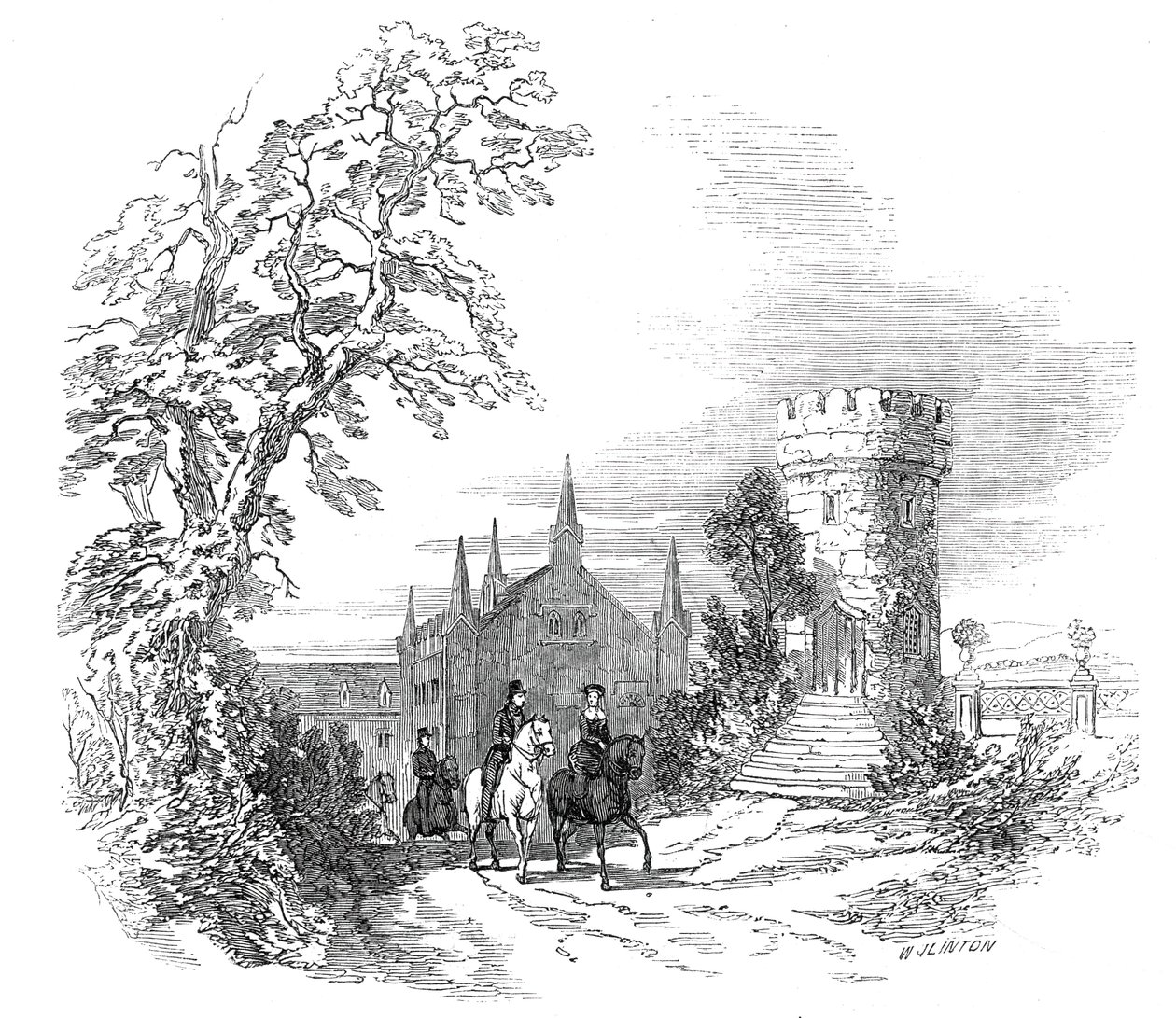 Rosenau - do desenho de Sua Alteza Real o Príncipe Alberto, 1845. de W. J. Linton