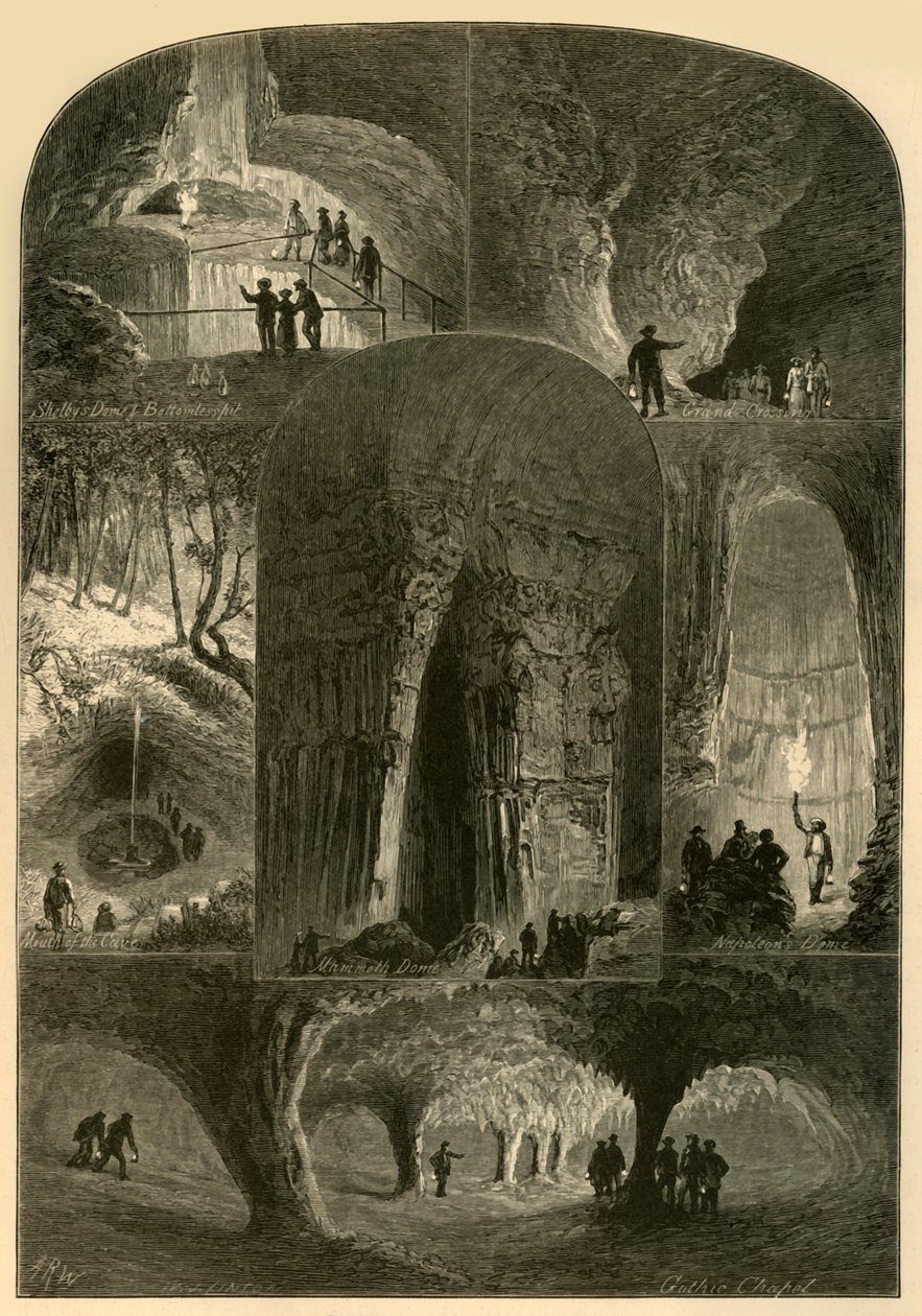 "Cenas em Caverna Mamute", 1874.   de W. J. Linton