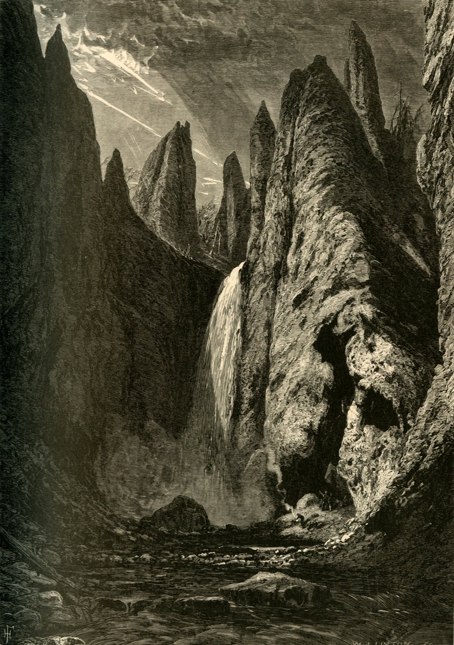 "Tower Falls", 1872.   de W. J. Linton