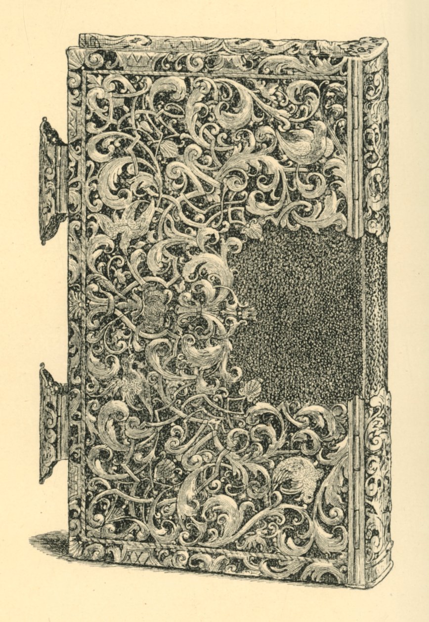 Capa de livro dourada prateada, 1881. de W Jones