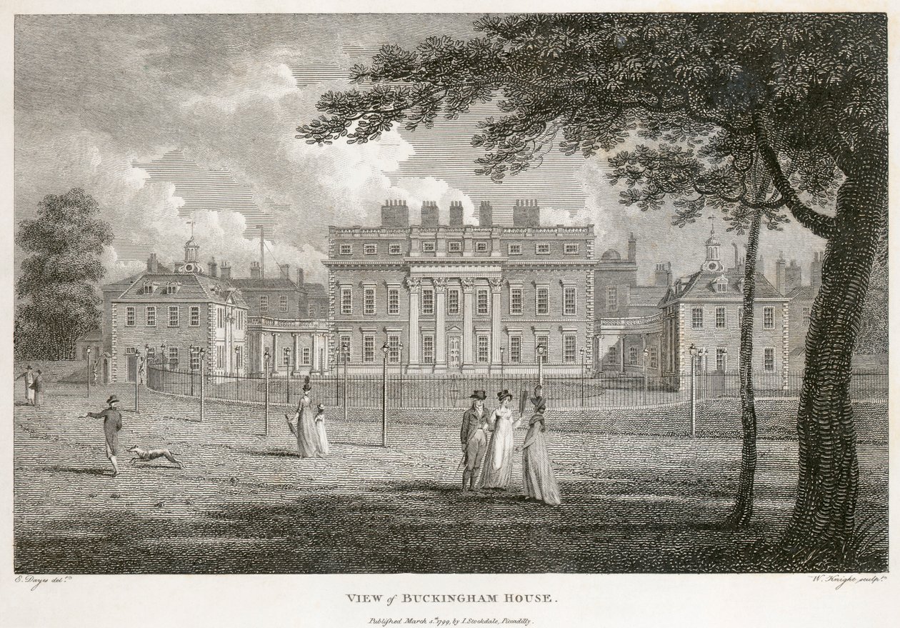 Buckingham House, Westminster, Londres, 1799 de W Knight