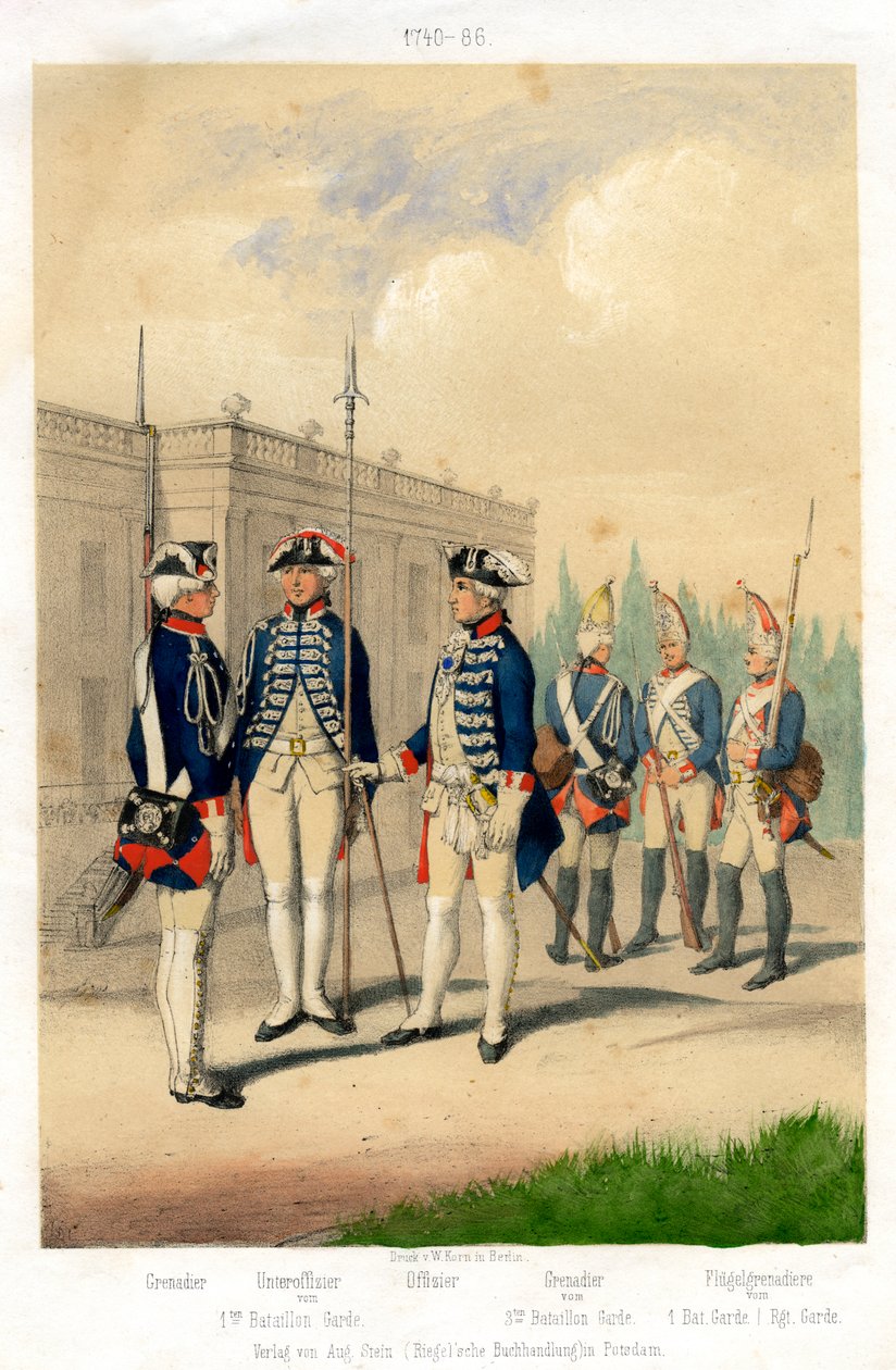 Uniformes militares alemães, 1740-1786 século XIX. de W Korn