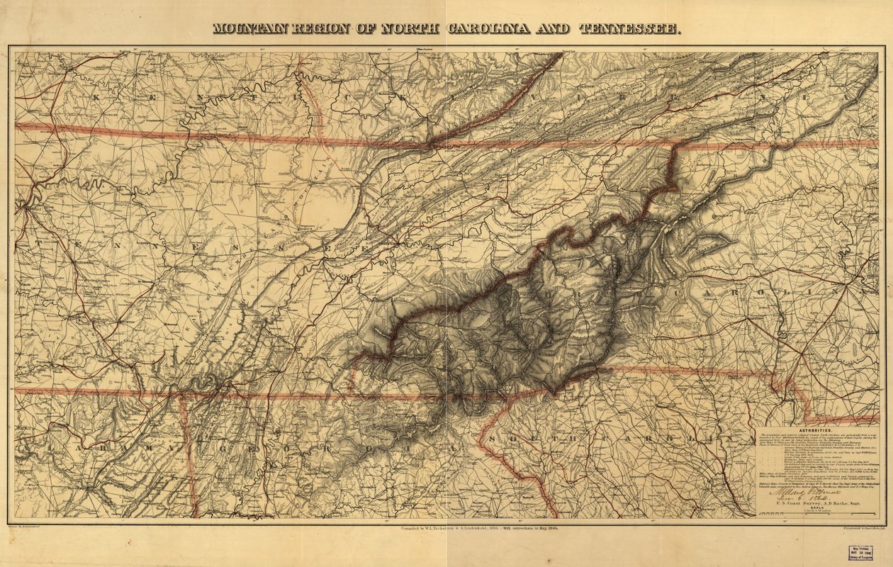 Região montanhosa da Carolina do Norte e Tennessee. de W. L.; Lindenkohl Nickolson
