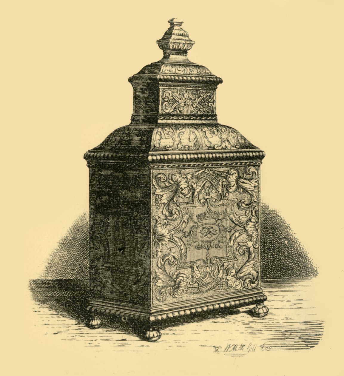Caddy de chá de prata, 1716, 1881. de W. M. McGill