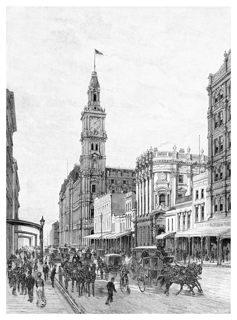 Elizabeth Street, Melbourne, Victoria, Austrália, 1886. de W. Mollier