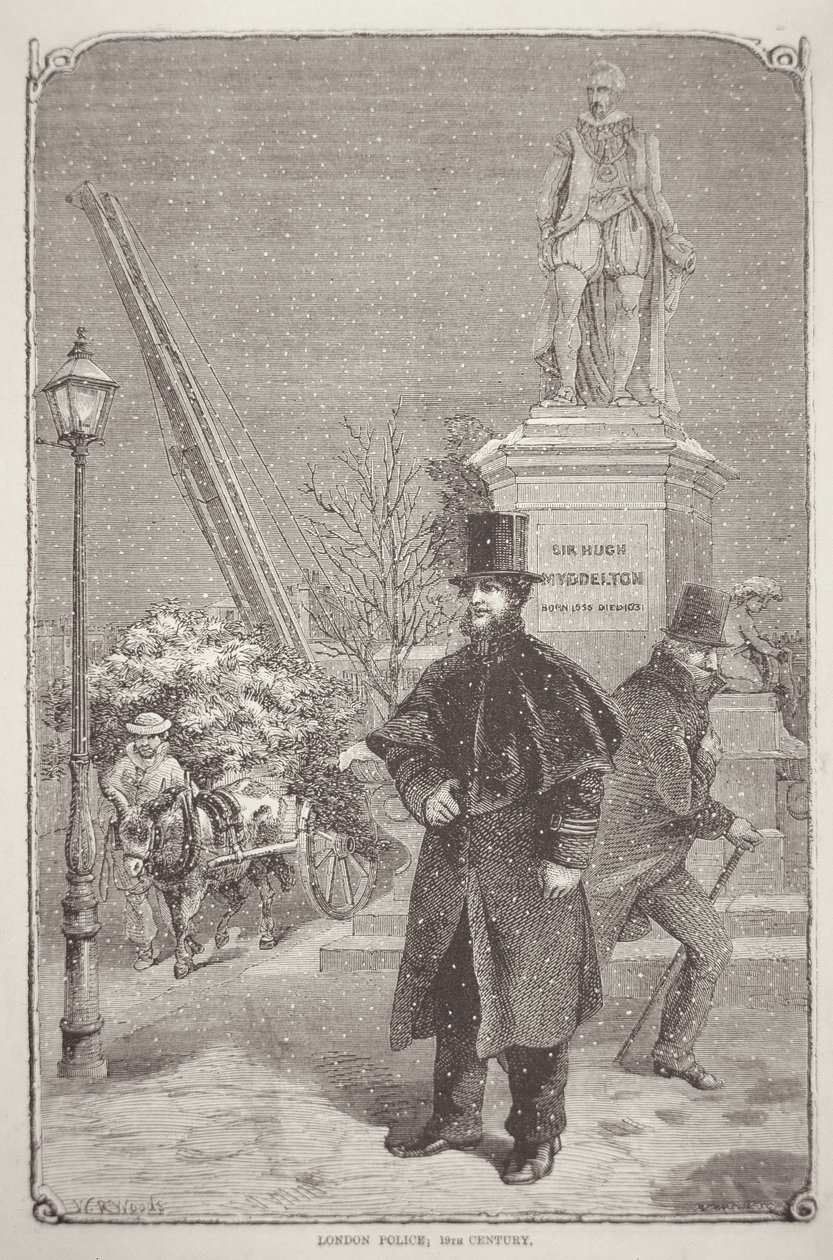 Polícia de Londres dos anos 1850 (gravura) de W. R. (after) Woods