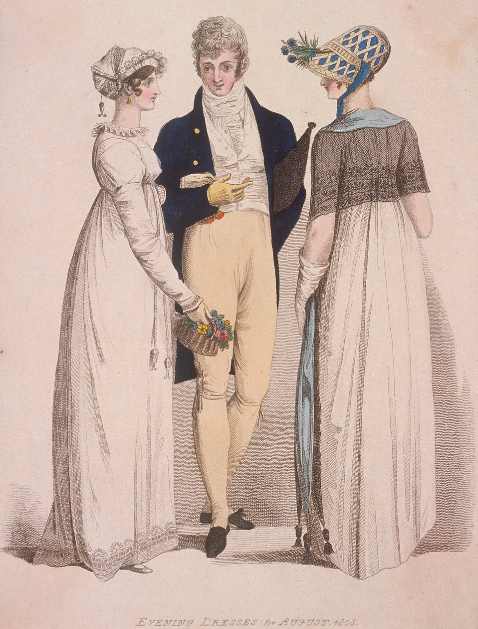 Duas mulheres e um homem de vestido de noite, 1808 de W Read