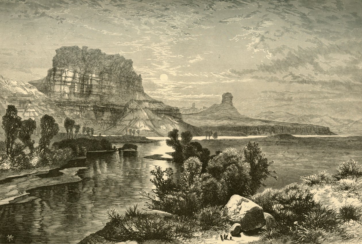 "Cliffs of Green River", 1874.   de W. Roberts