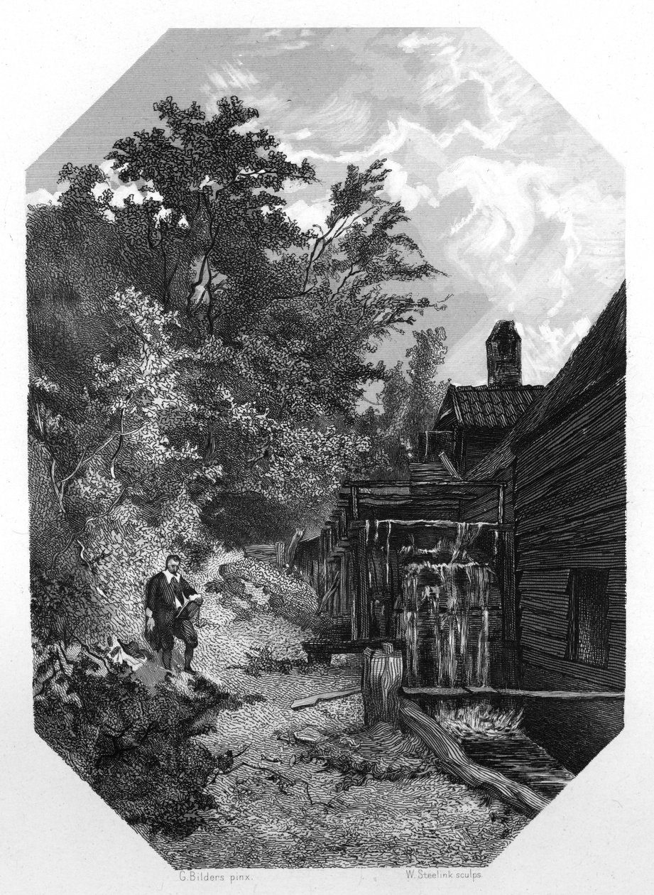 Jacob van Ruysdael, pintor de paisagens holandês do século XVII, c1870. de W. Steelink