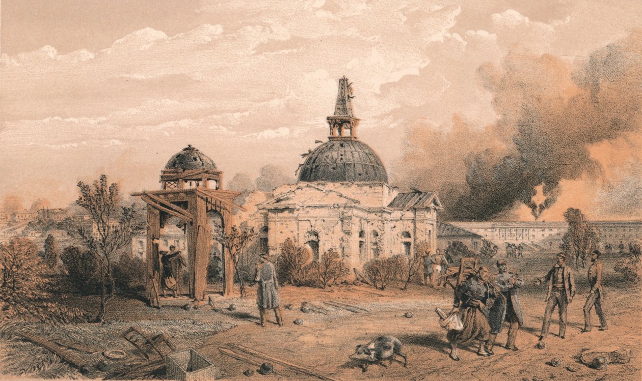 Church in the Rear of the Redan, Looking North - Showing the Effects of Shot and Shell