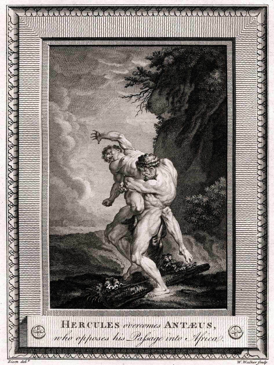 Hércules supera Anteu, que se opõe à sua passagem pela África, 1775 de W. Walker