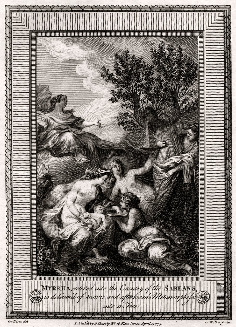 Myrrha, aposentada no país dos Sabeans, é entregue por Adonis ..., 1775 de W. Walker