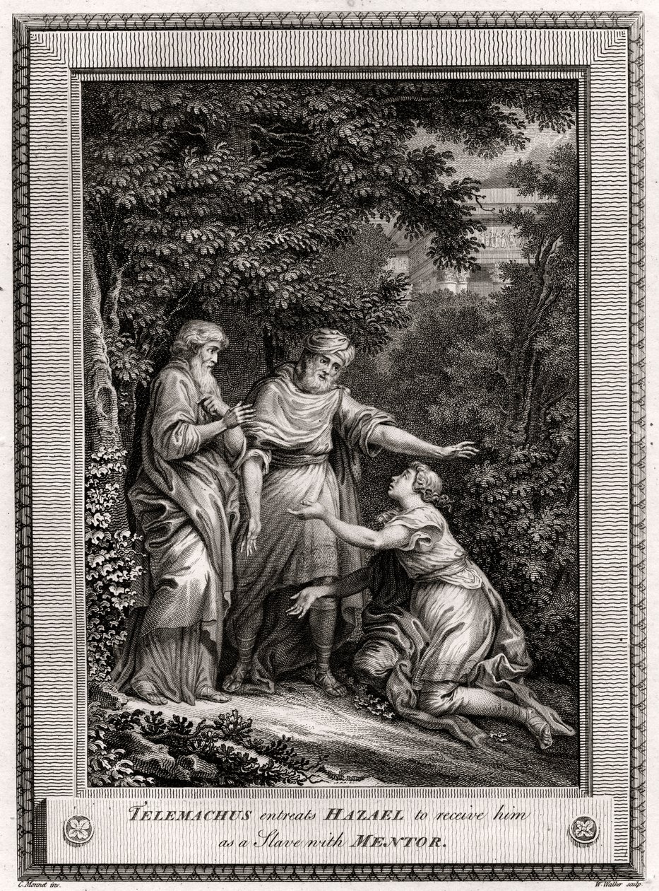 Telêmaco pede a Hazael que o receba como escravo com Mentor, 1775 de W. Walker