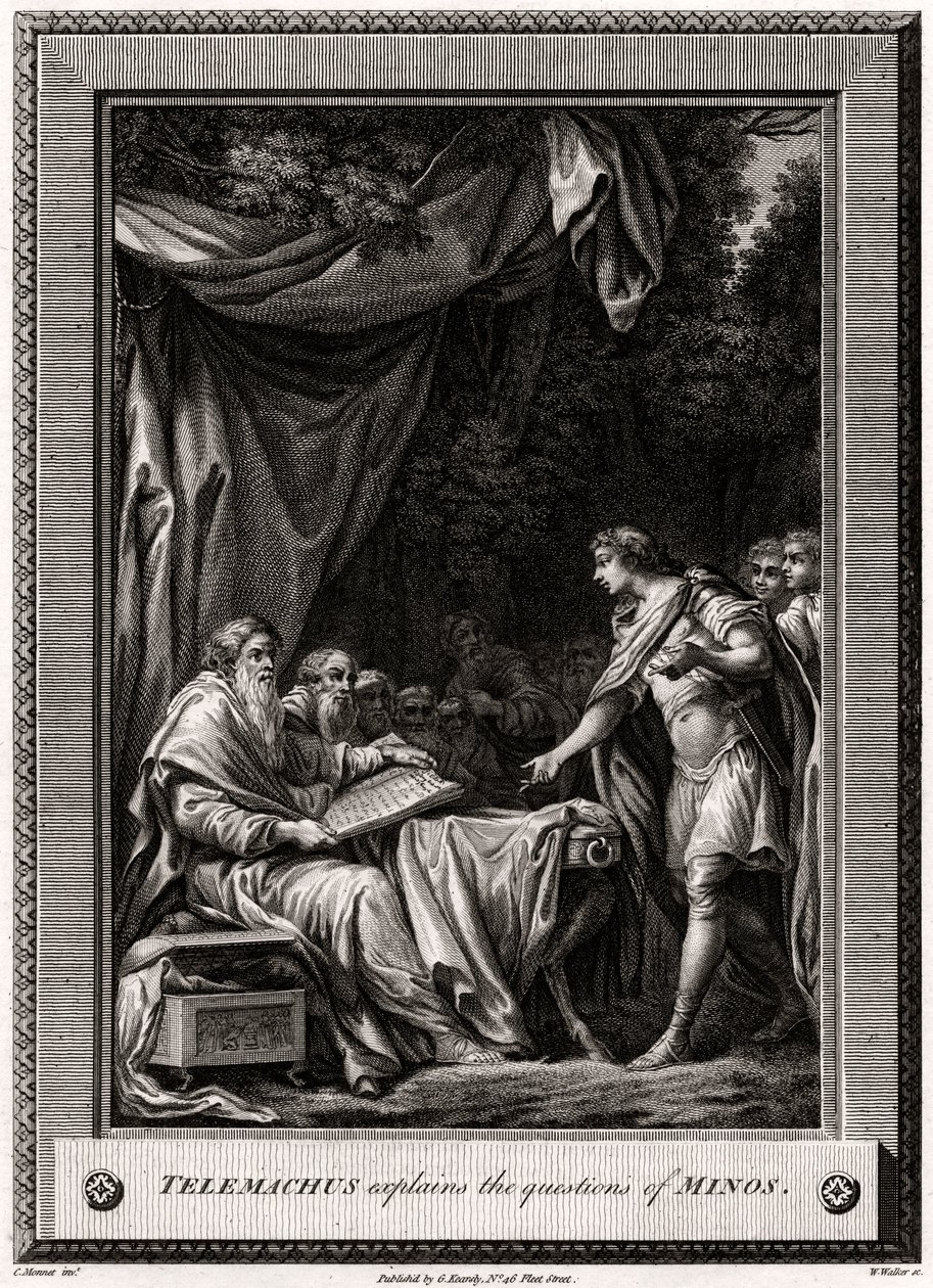 Telêmaco explica as perguntas de Minos, 1776 de W. Walker