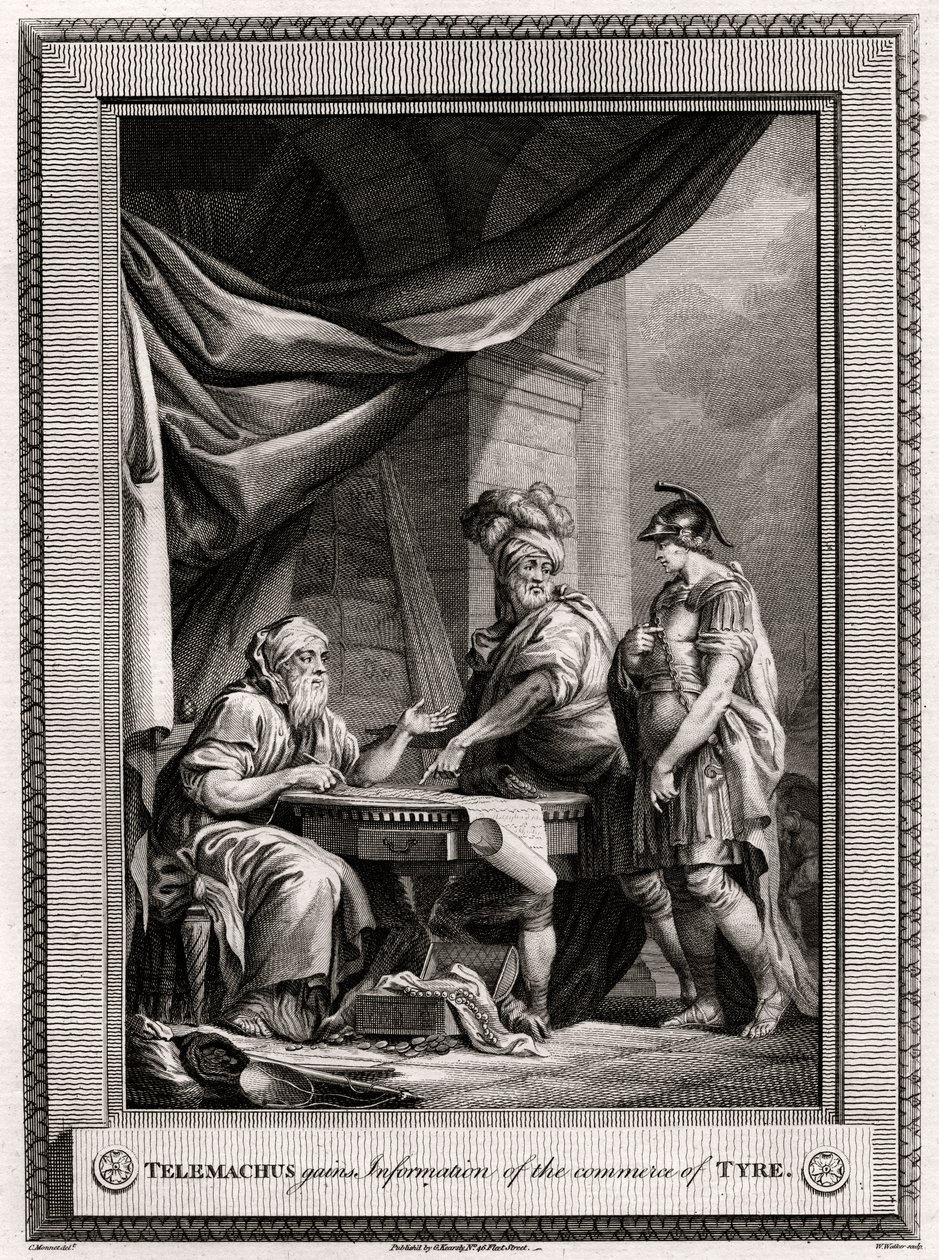 Telêmaco ganha Informação do comércio de Tiro, 1775 de W. Walker