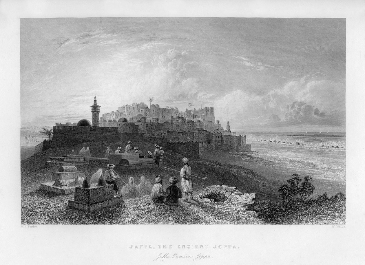 Jaffa, o antigo Joppa, Palestina Israel, 1841. de W. Wallis