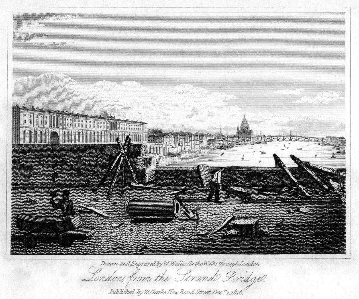 Londres da Strand Bridge, 1816. de W. Wallis