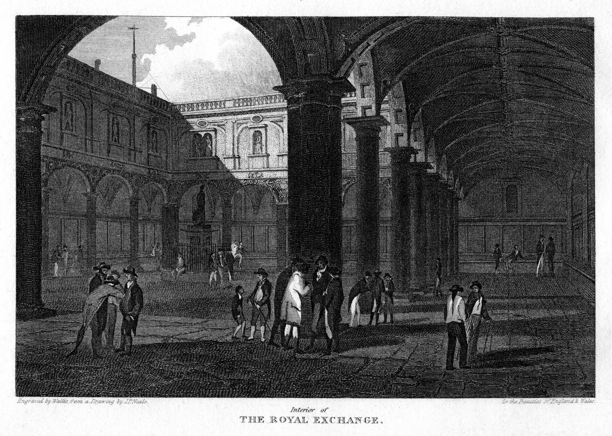 Royal Exchange, cidade de Londres, 1816. de W. Wallis