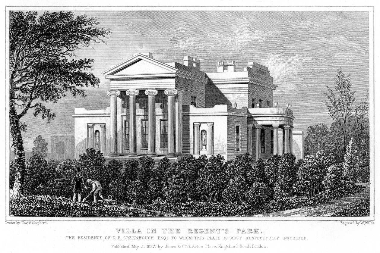 Villa em Regents Park, Londres, 1827. de W. Wallis
