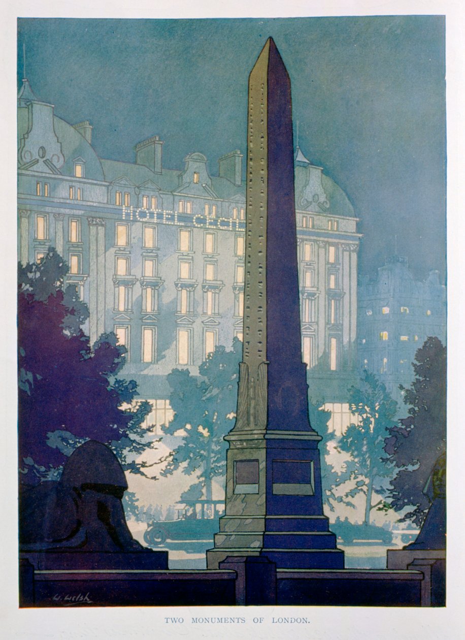 Dois monumentos de Londres, anúncio do Hotel Cecil, 1925. de W. Welsh