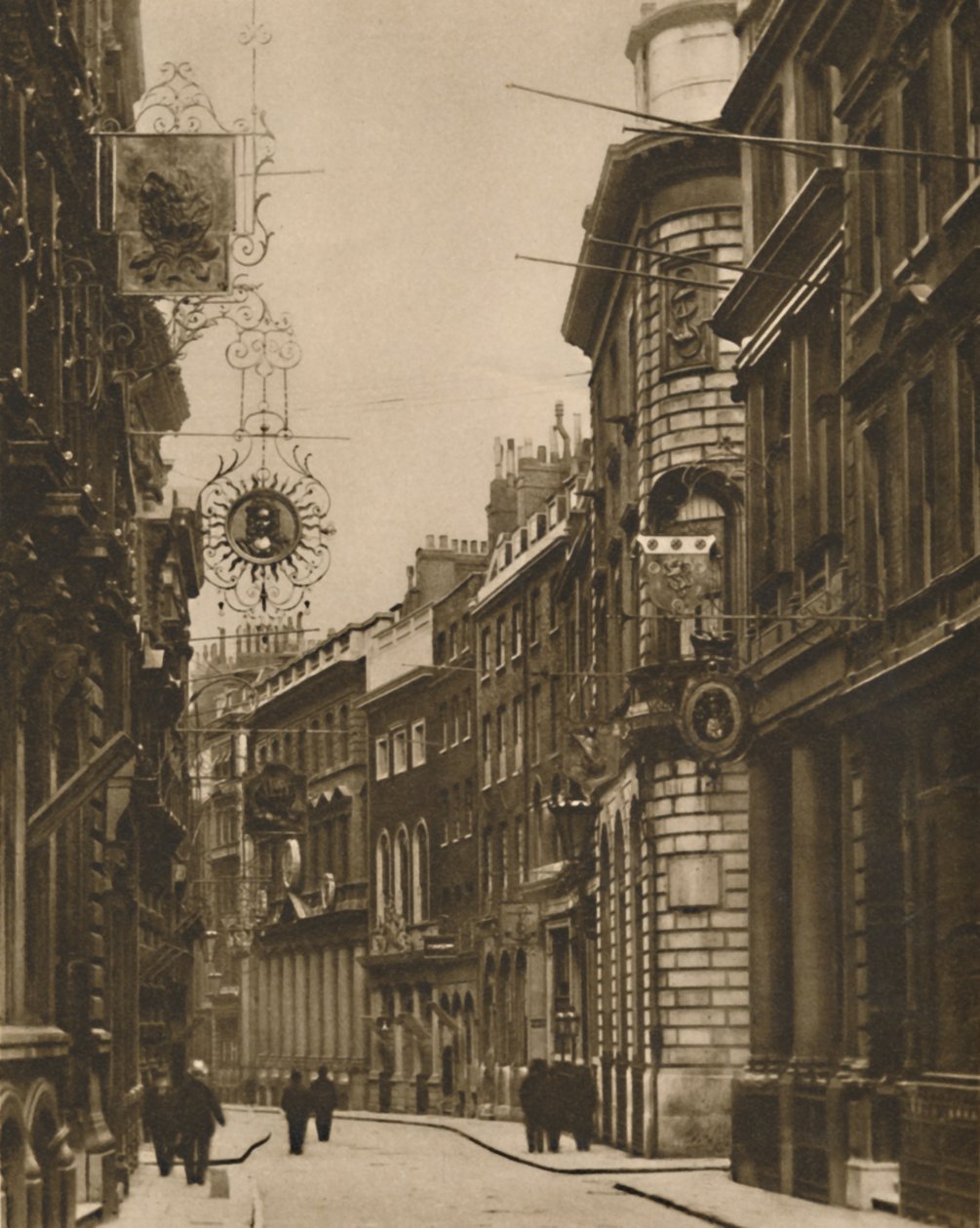 Os sinais antigos voltaram à Lombard Street, c1935. de W. Whiffin