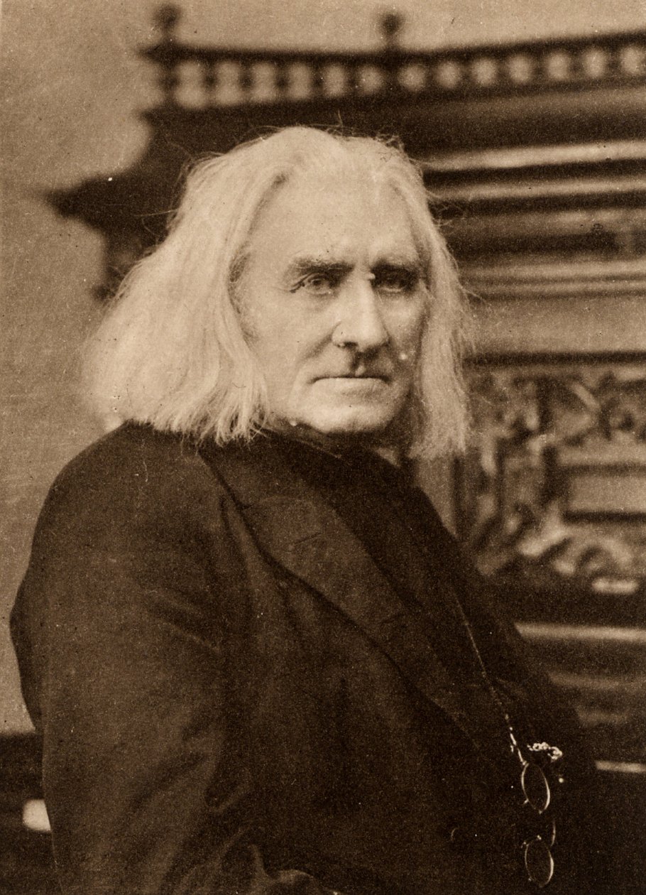 Franz Liszt (1811-1886) pianista e compositor húngaro em idade avançada. Fotogravura segundo uma fotografia de W & D Downey, Londres (fotogravura) de W. and D. Downey