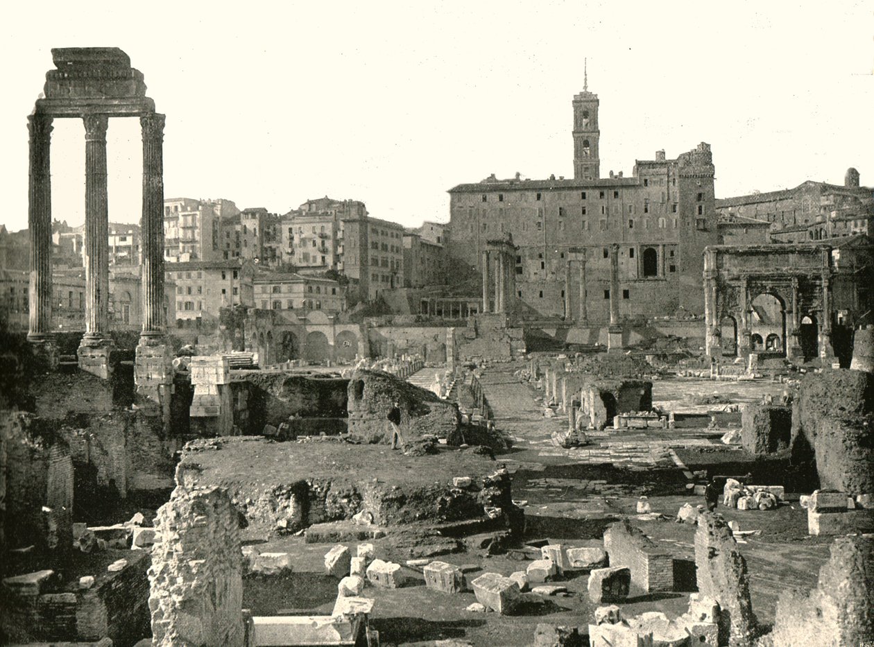 Vista geral do Fórum, Roma, Itália, 1895. de W and S Ltd
