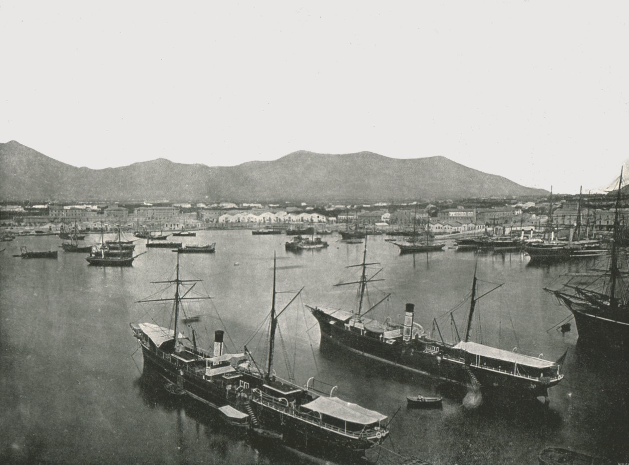 Vista geral do porto, Palermo, Sicília, Itália, 1895. de W and S Ltd